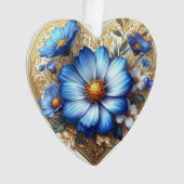 Waterverf Blue Daisy Ornament (voorkant)