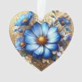 Waterverf Blue Daisy Ornament (achterkant)