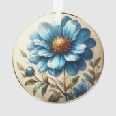 Waterverf Blue Daisy Ornament (achterkant)