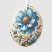 Waterverf Blue Daisy Ornament (voorkant)