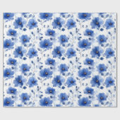Waterverf Blue Daisy Pattern Cadeaupapier (Vlak)