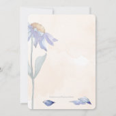 Waterverf Blue Daisy Wedding Soft Peach Save The Date (Achterkant)