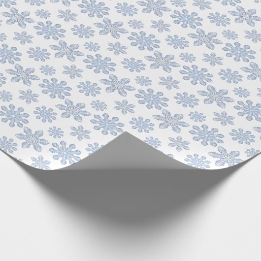Waterverf Blue Designer Snowflake Cadeaupapier (Hoek)