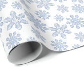 Waterverf Blue Designer Snowflake Cadeaupapier (Rol Hoek)