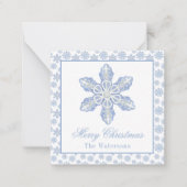 Waterverf Blue Designer Snowflake Gift Enclosure Notitiekaartje (Voorkant)