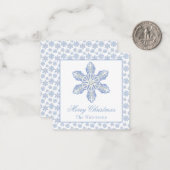 Waterverf Blue Designer Snowflake Gift Enclosure Notitiekaartje (Voorkant / Achterkant in situ)
