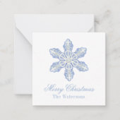 Waterverf Blue Designer Snowflake Gift Enclosure Notitiekaartje (Voorkant)