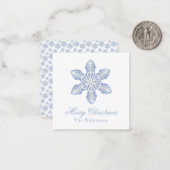 Waterverf Blue Designer Snowflake Gift Enclosure Notitiekaartje (Voorkant / Achterkant in situ)