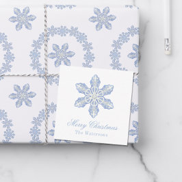 Waterverf Blue Designer Snowflake Gift Enclosure Notitiekaartje