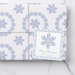 Waterverf Blue Designer Snowflake Gift Enclosure Notitiekaartje
