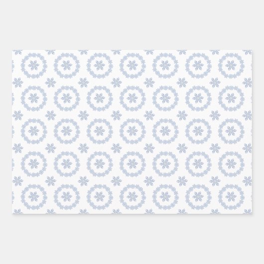 Waterverf Blue Designer Snowflake Inpakpapier Vel (Voorkant 3)