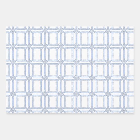Waterverf Blue Designer Snowflake Inpakpapier Vel (Voorkant 2)