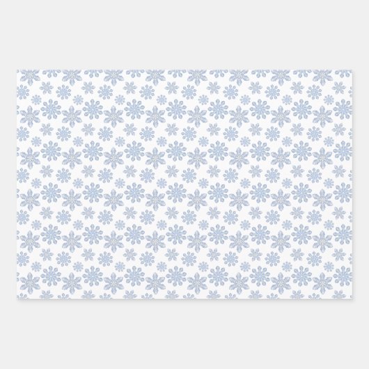 Waterverf Blue Designer Snowflake Inpakpapier Vel (Voorkant)