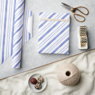 Waterverf Blue Diagonal Stripes Cadeaupapier