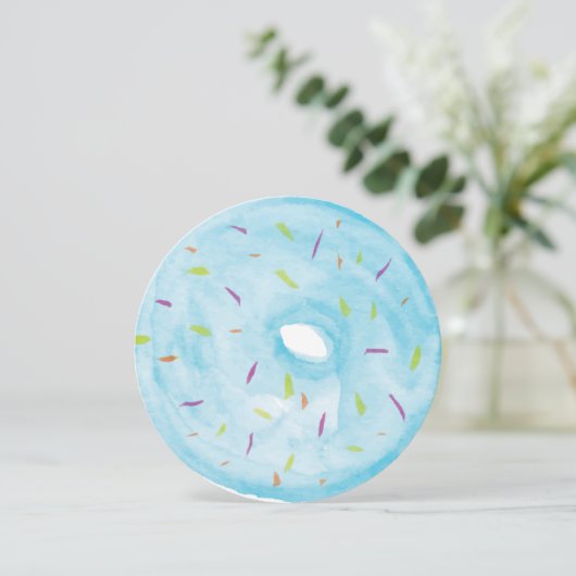 Waterverf Blue Donut Sprinkle Mix Round Kaart (Staand voorkant)
