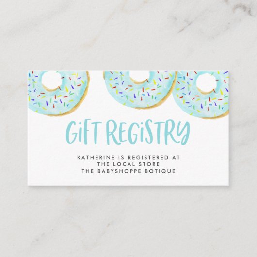 Waterverf Blue Donuts Baby shower Registry Informatiekaartje (Voorkant)
