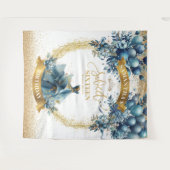 Waterverf Blue Dress Sweet 16 Gold Glitter Banner Wandkleed (Voorkant (horizontaal))