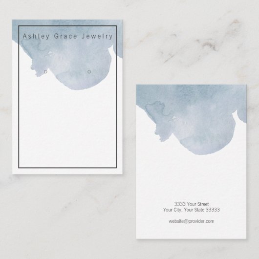 Waterverf Blue Earring Display Kaart Visitekaartje (Voorkant / Achterkant)