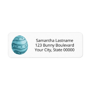 Waterverf Blue Easter Egg White Address Etiket