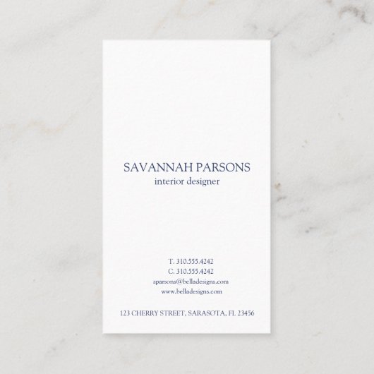 Waterverf Blue Elegant Clean Visitekaartje (Achterkant)