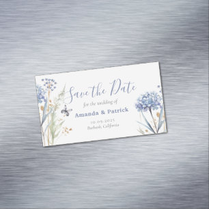 Waterverf Blue Elegant Floral Save The Date Magnetisch Visitekaartje