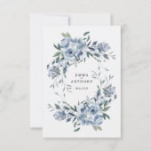 Waterverf Blue Elegant Floral Wedding Invitation Bedankkaart (Achterkant)