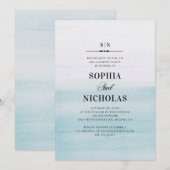 Waterverf Blue Elegant Nautisch Engagement Party Kaart (Voorkant / Achterkant)