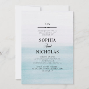 Waterverf Blue Elegant Nautisch Engagement Party Kaart