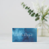 Waterverf Blue Elegant Visitekaartje (Staand voorkant)