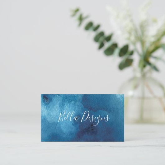 Waterverf Blue Elegant Visitekaartje (Staand voorkant)