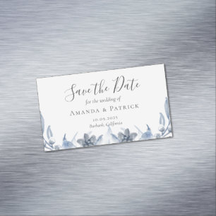 Waterverf Blue Elegant Wedding Save the Date Magn Magnetisch Visitekaartje