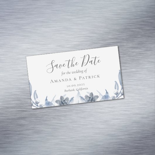 Waterverf Blue Elegant Wedding Save the Date Magn Magnetisch Visitekaartje (Voorbeeld)