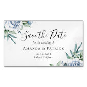 Waterverf Blue Elegant Wedding Save the Date Magnetisch Visitekaartje (Voorkant)