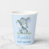 Waterverf Blue Elephant Baby shower Papieren Bekers (Voorkant)