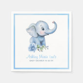 Waterverf Blue Elephant Baby shower servetten - Cu (Voorkant)