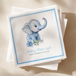 Waterverf Blue Elephant Baby shower servetten - Cu