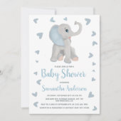 Waterverf Blue Elephant Boy Baby shower Foto Kaart (Voorkant)