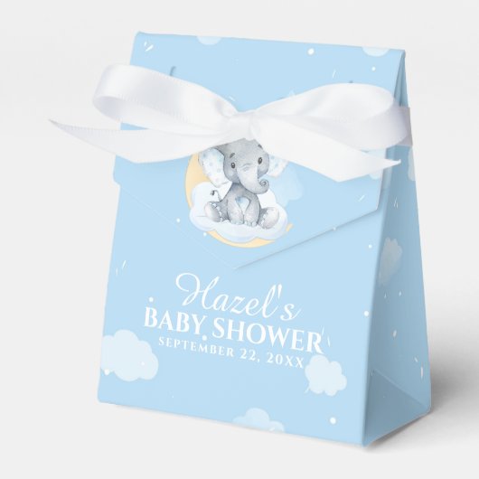 Waterverf Blue Elephant Boy Baby shower Hartelijk  Bedankdoosjes (Voorkant Zijde)