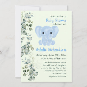 Waterverf Blue Elephant Nursery Boy Baby shower Kaart
