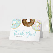 Waterverf Blue en Chocolate Donuts Baby shower Bedankkaart (Voorkant)