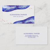 Waterverf Blue en Faux Roos Gold Geode Visitekaartje (Voorkant / Achterkant)