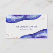Waterverf Blue en Faux Roos Gold Geode Visitekaartje (Voorkant)