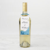 Waterverf Blue en Gold 50th Wedding Jubileum Flessenhanger (Op fles)