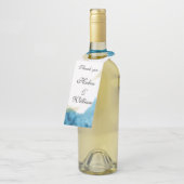 Waterverf Blue en Gold 50th Wedding Jubileum Flessenhanger (Schuin)