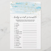 Waterverf Blue en Gold Baby Word Scramble Game (Achterkant)