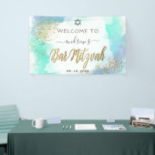Waterverf Blue en Gold Bar Mitzvah Welkom Spandoek (Beurs)
