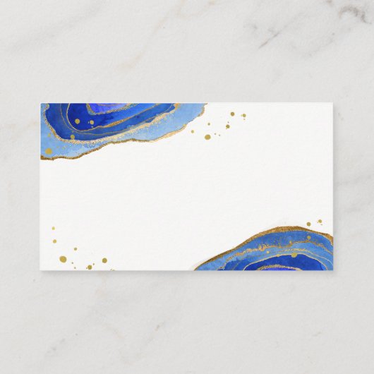 Waterverf Blue en Gold Geode Wedding Escort Card Plaatskaartje (Achterkant)