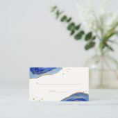 Waterverf Blue en Gold Geode Wedding Escort Card Plaatskaartje (Staand voorkant)