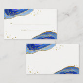 Waterverf Blue en Gold Geode Wedding Escort Card Plaatskaartje (Voorkant / Achterkant)