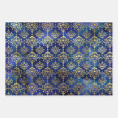 Waterverf Blue en Gold Ink Fantasy Patterns Inpakpapier Vel (Voorkant)